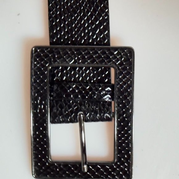 Women’s Belt Glossy Black Snake Embossed PU/Bonded Leather Size M - Picture 5 of 8